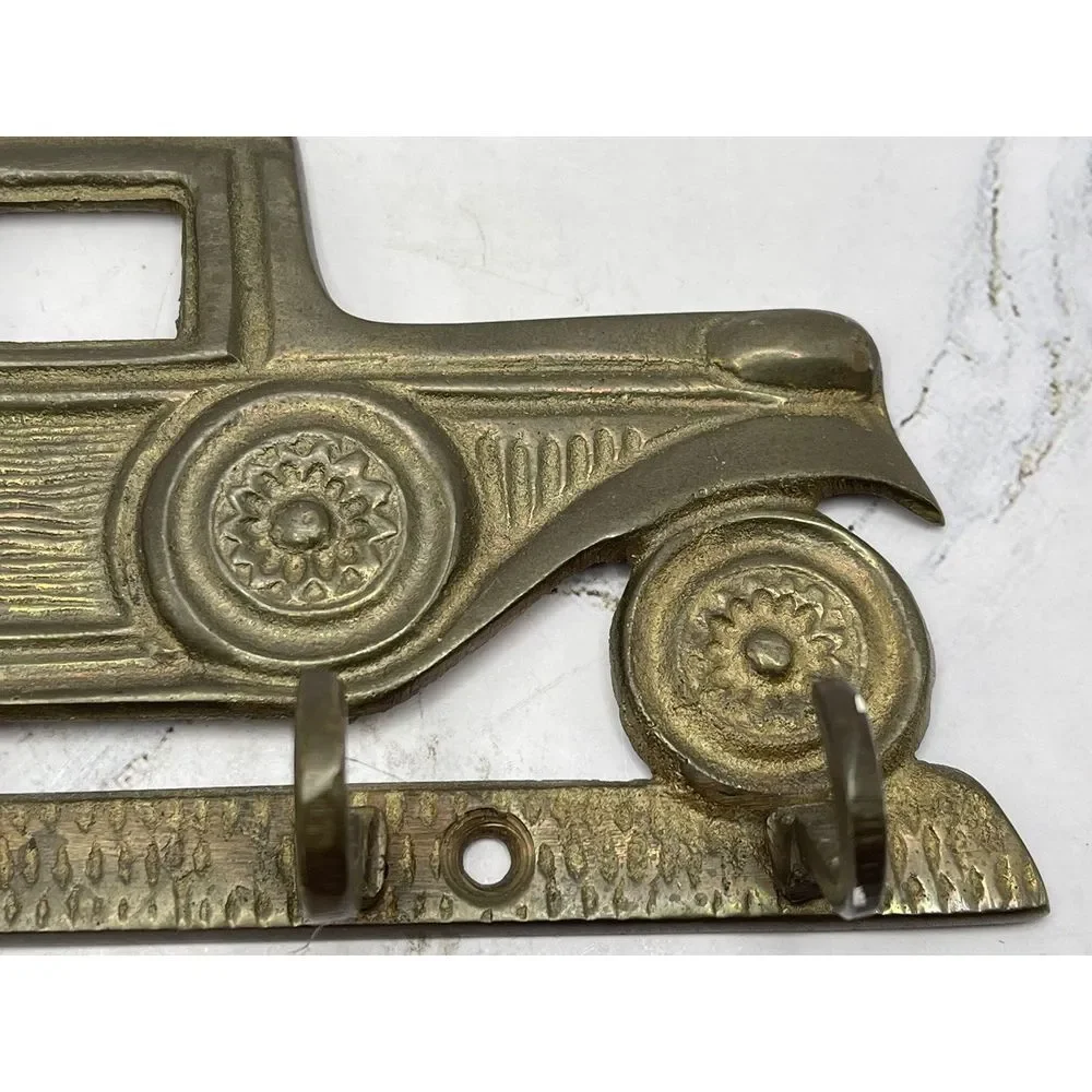 Vtg. Brass Antique Car Hanging‎ Key Holder Vintage Made in India